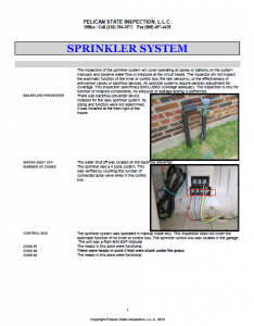 Sample Sprinkler Report Screen
